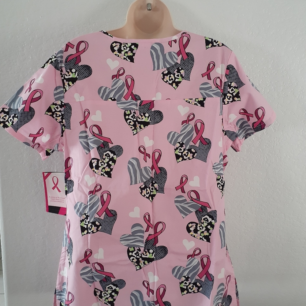 Scrubstar Breast Cancer Awareness Scrub Top - Picture 4 of 4